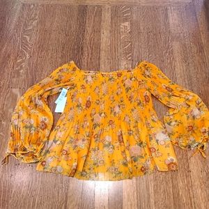 Saffron yellow peasant top